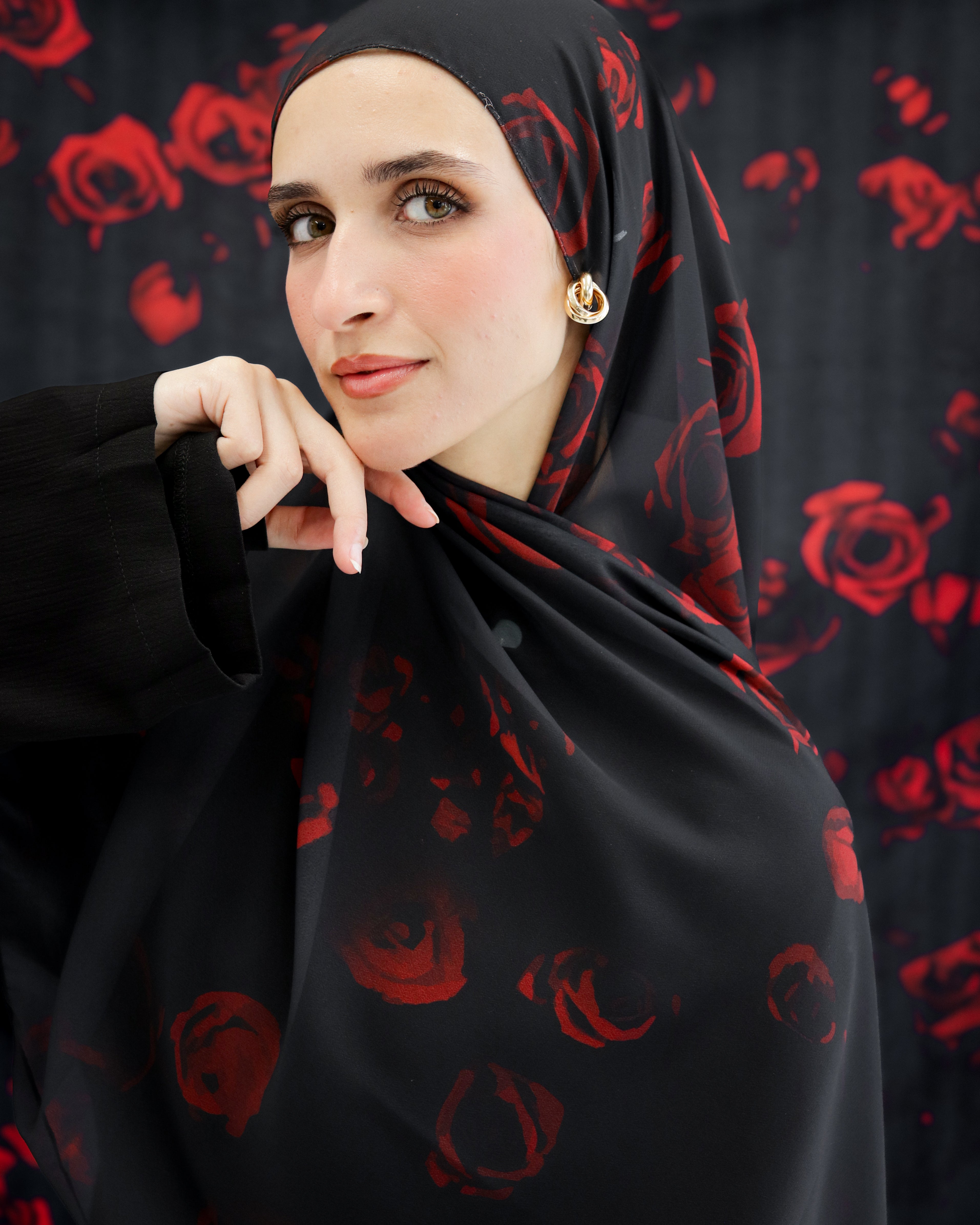 Crimson Bloom Scarf
