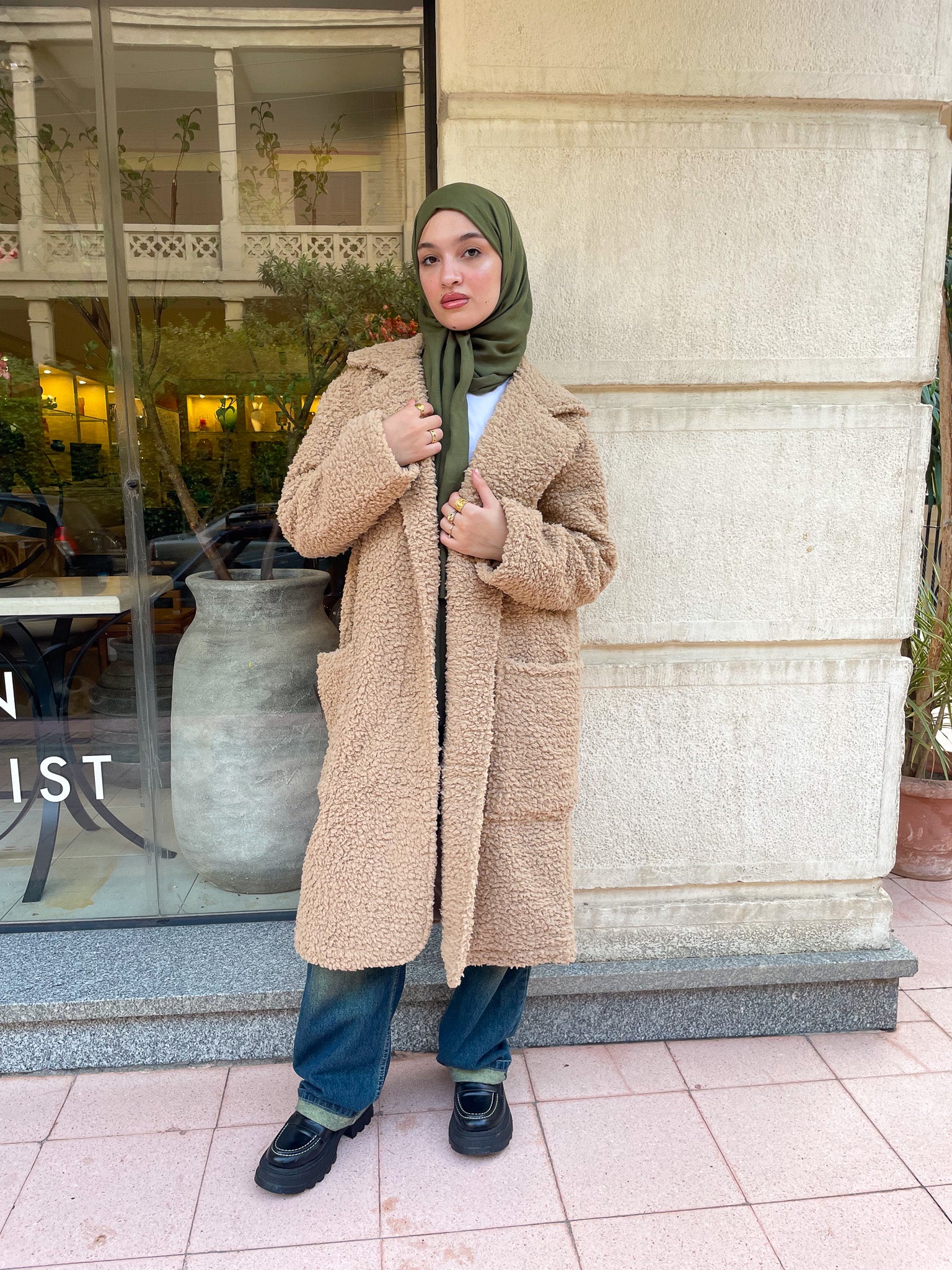 Long Teddy Coat- Beige