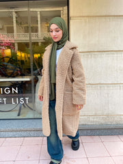 Long Teddy Coat- Beige
