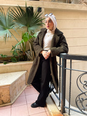 Long Teddy Coat- Olive