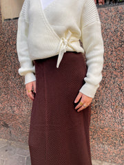 Midi Regular Knit Skirt- Brown