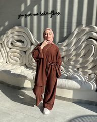 Mindy Zipper Shirt- Brown
