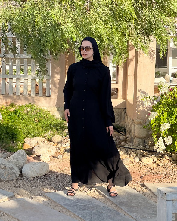 Black Buttoned Abaya