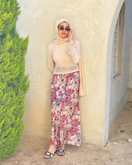 Vintage Floral Satin Skirt