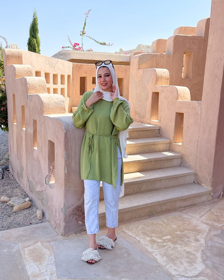 Blouse With Ribbon- Lime