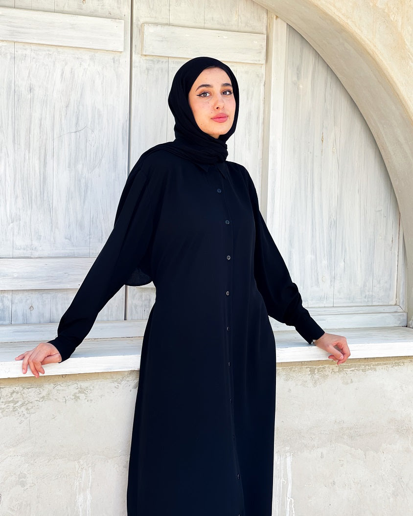 Black Buttoned Abaya