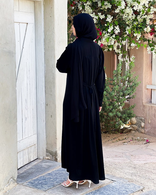 Black Buttoned Abaya