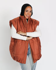 Long Metallic Puffer Vest