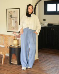 Strip linen pants