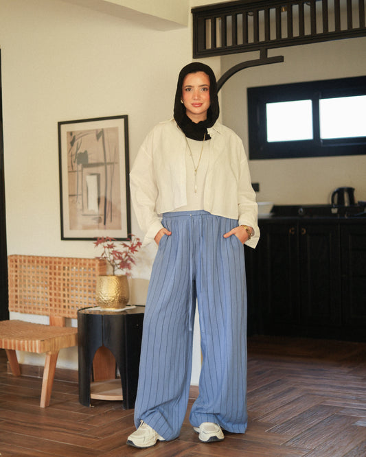 Strip linen pants